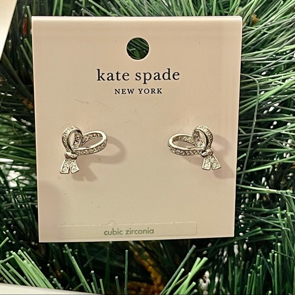 kate spade ♠️- Silver Pave Bow Tie Earrings, “All Tied Up”, NWT